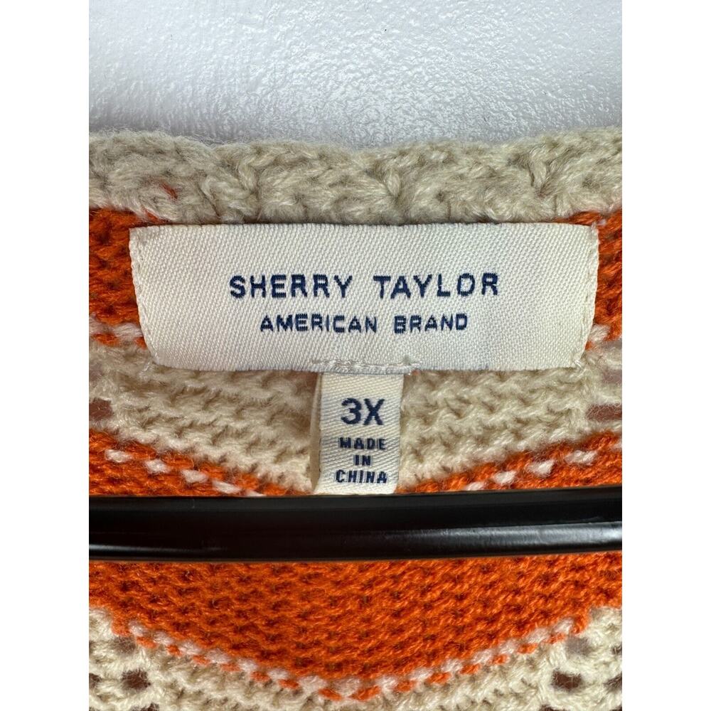 Sherry Taylor Women's Stripe Print Knit Pattern Scoop Neck Size 3X Beige Orange - Picture 5 of 6